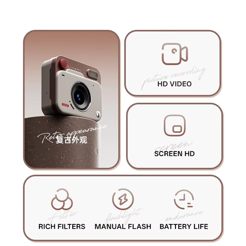 Mini Thumb Pocket CCD Digital Camera HD Retro Camera Portable Keychain Camera Outdoor Travel Photo Recorder Gift Y6000